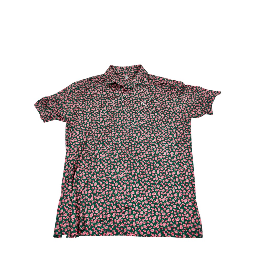 Rhoback The Azalea Performance Golf Polo Shirt Size XL Masters Green Pink Floral
